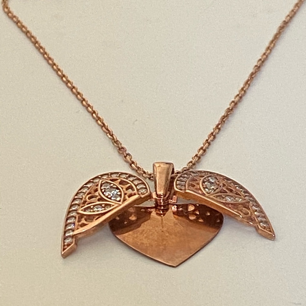💗 925 Silver dragonfly love double heart necklace